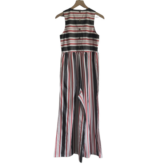 NEW Anthropologie Maeve Red Blue Striped Flare Jumpsuit - Various - Picture 9 of 13